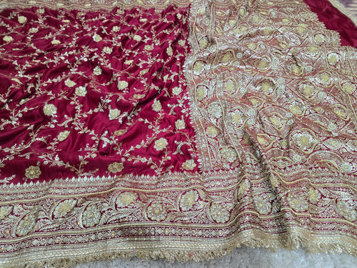 Banarasi Mashru Katan Silk with Zardozi Hand Work Saree