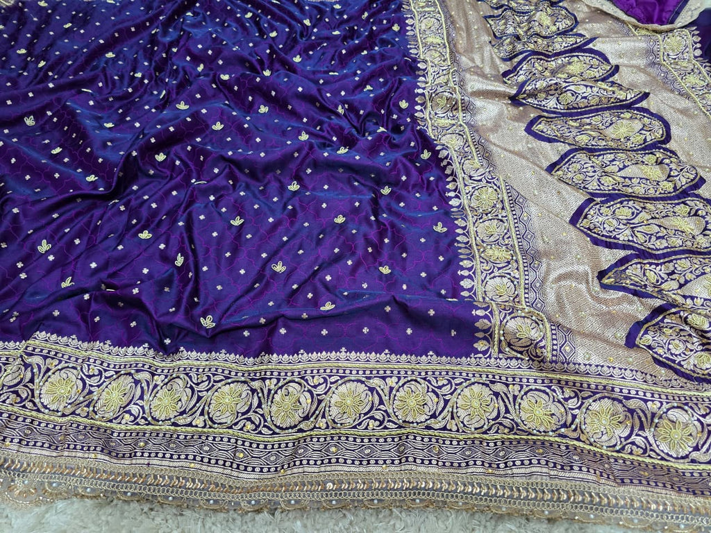 Banarasi Mashru Katan Silk with Zardozi Hand Work Saree