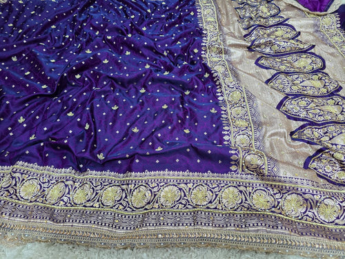 Banarasi Mashru Katan Silk with Zardozi Hand Work Saree