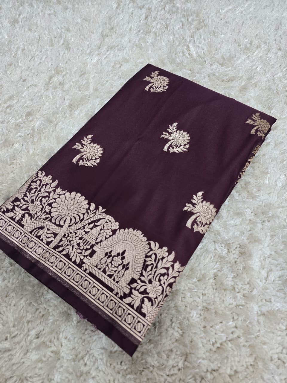 Banarasi Katan Silk Zari Border Buta Design Saree