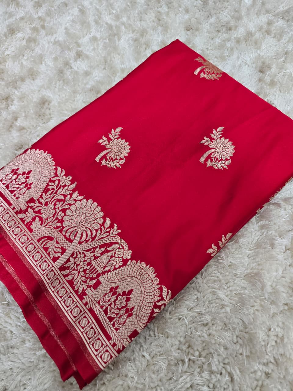 Banarasi Katan Silk Zari Border Buta Design Saree