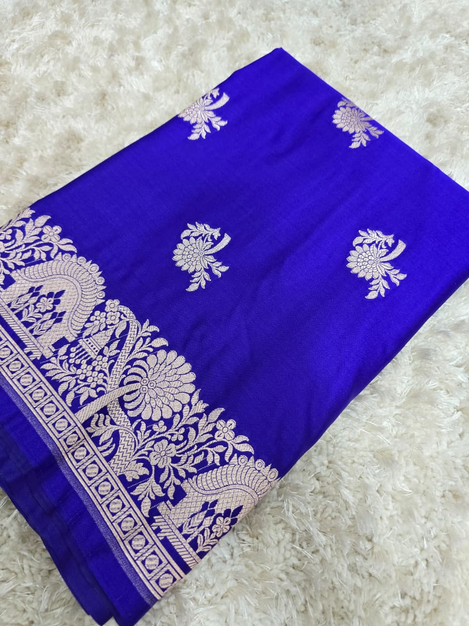 Banarasi Katan Silk Zari Border Buta Design Saree