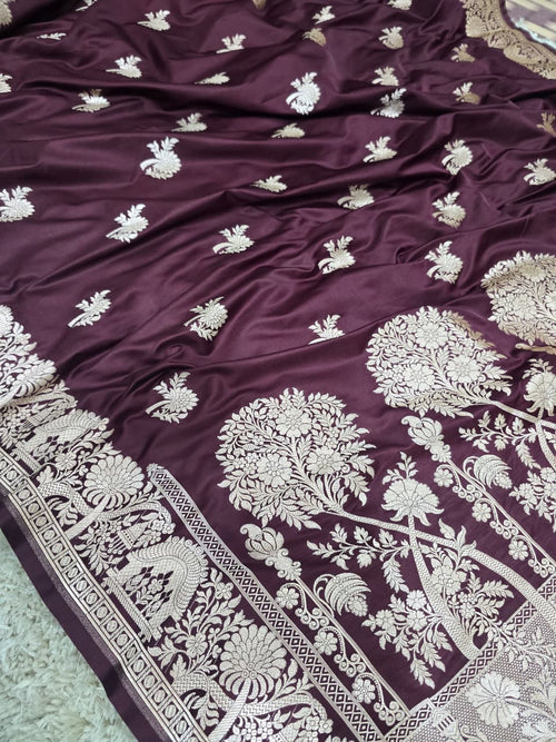 Banarasi Katan Silk Zari Border Buta Design Saree