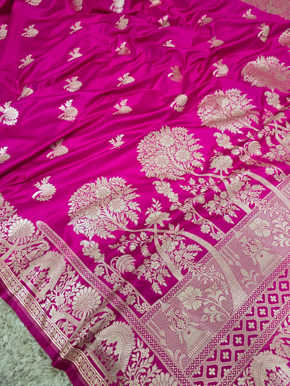 Banarasi Katan Silk Zari Border Buta Design Saree