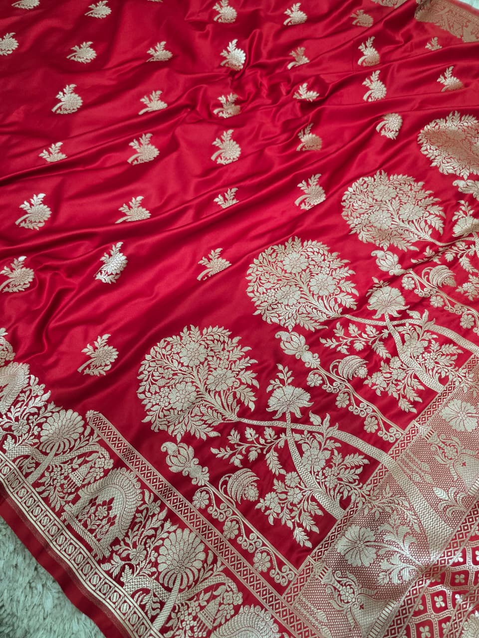 Banarasi Katan Silk Zari Border Buta Design Saree
