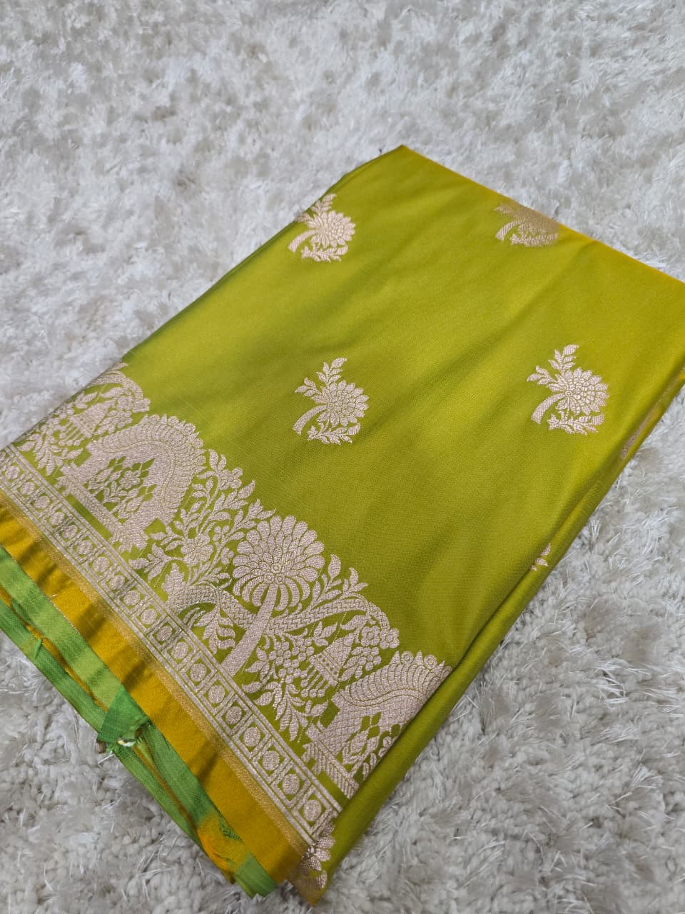 Banarasi Katan Silk Zari Border Buta Design Saree