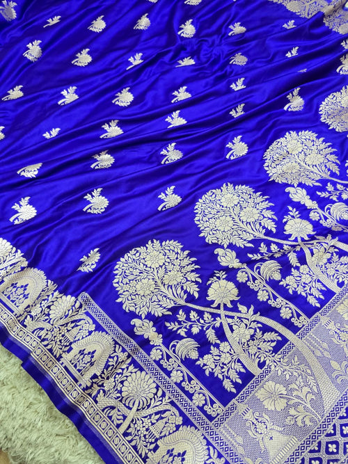 Banarasi Katan Silk Zari Border Buta Design Saree