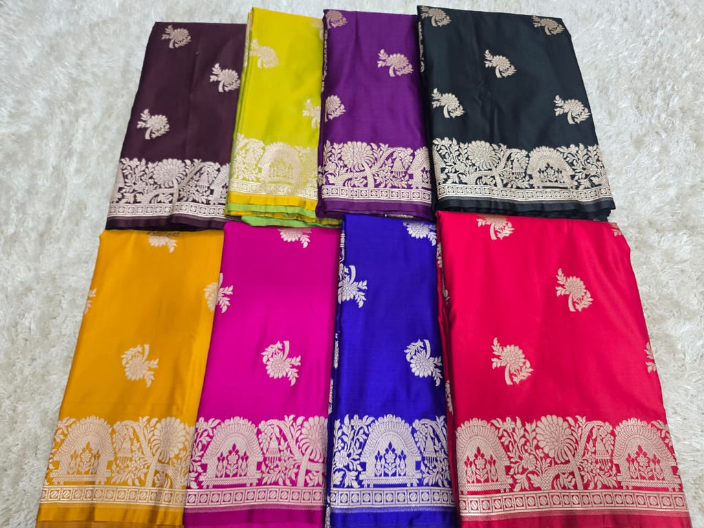 Banarasi Katan Silk Zari Border Buta Design Saree