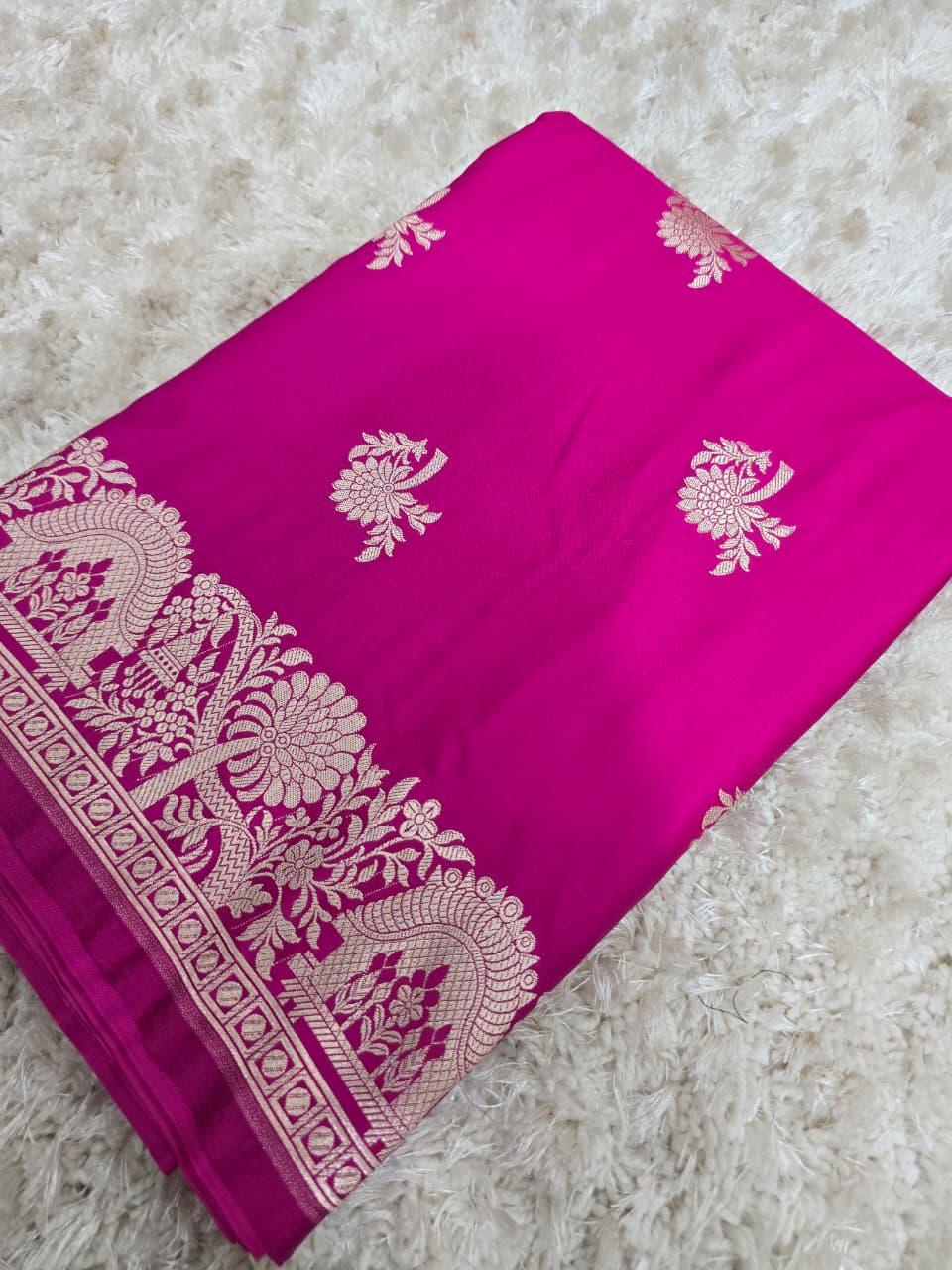 Banarasi Katan Silk Zari Border Buta Design Saree