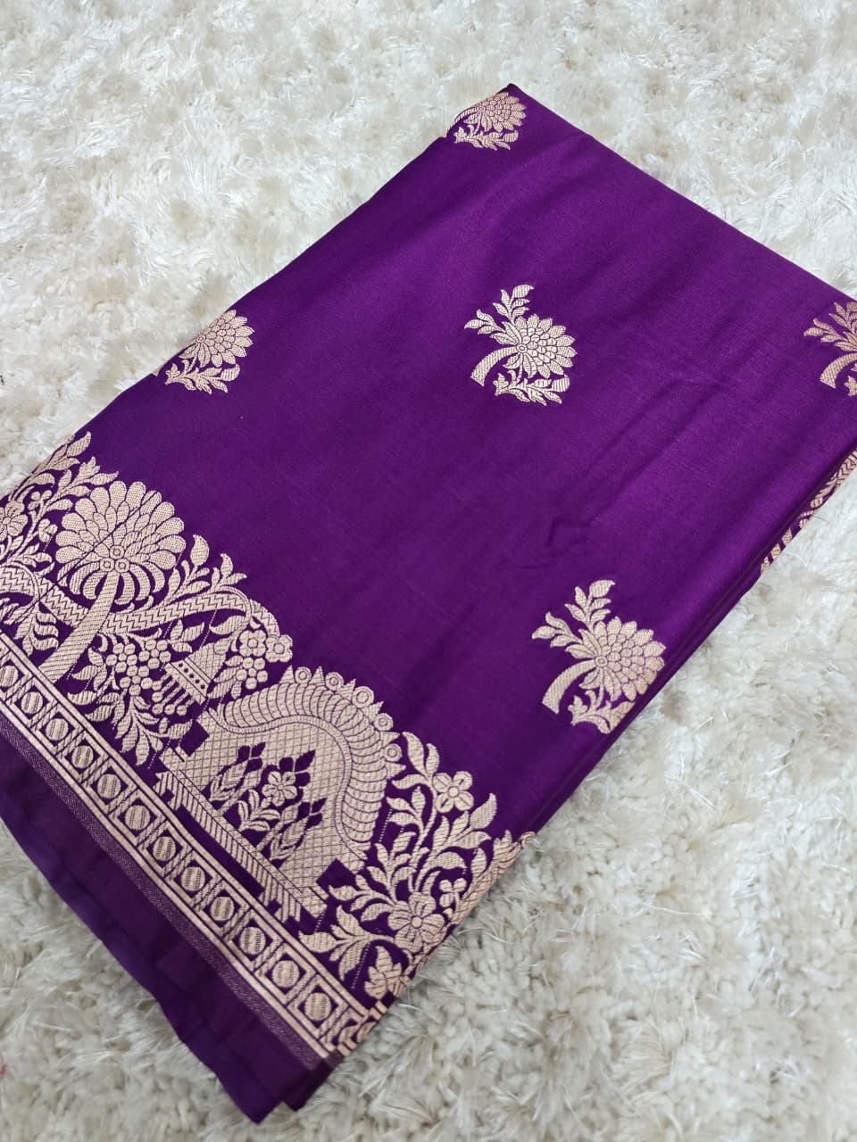 Banarasi Katan Silk Zari Border Buta Design Saree
