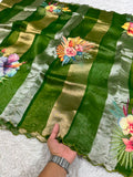 Kora Organza Tissue Silk Applique with 5D Print Saree