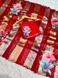 Kora Organza Tissue Silk Applique with 5D Print Saree