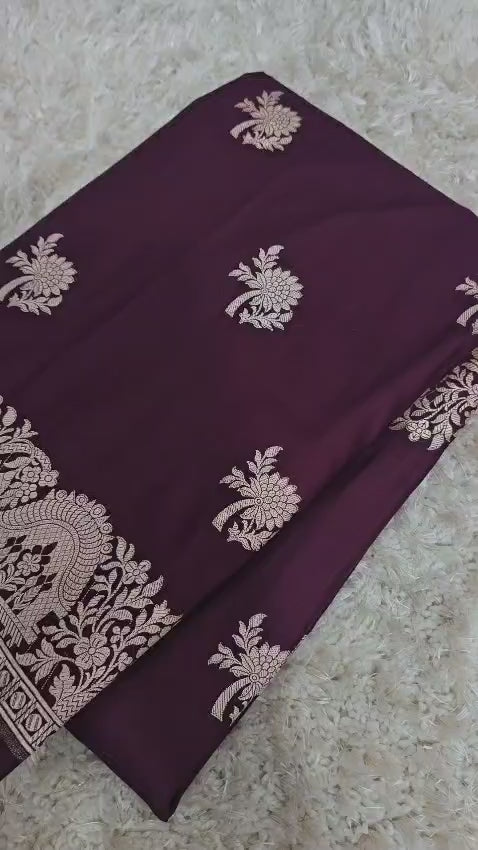 Banarasi Katan Silk Zari Border Buta Design Saree