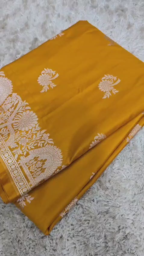 Banarasi Katan Silk Zari Border Buta Design Saree
