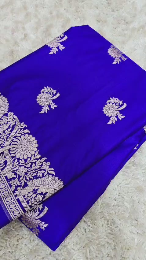 Banarasi Katan Silk Zari Border Buta Design Saree