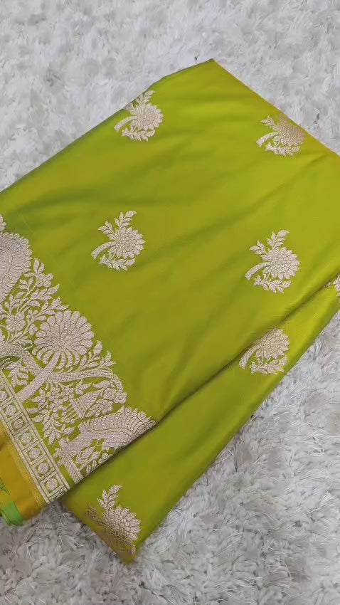 Banarasi Katan Silk Zari Border Buta Design Saree