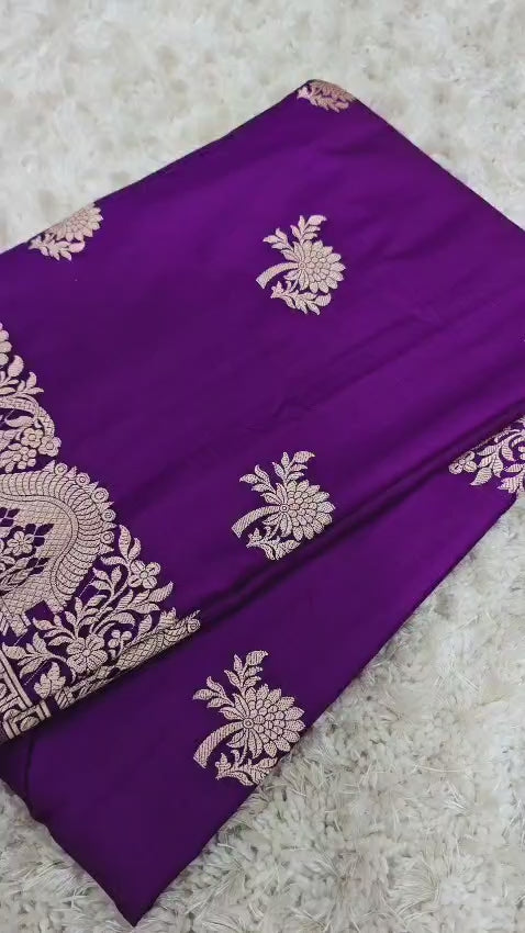 Banarasi Katan Silk Zari Border Buta Design Saree