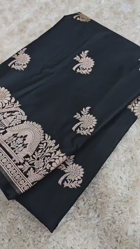Banarasi Katan Silk Zari Border Buta Design Saree