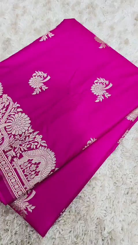 Banarasi Katan Silk Zari Border Buta Design Saree